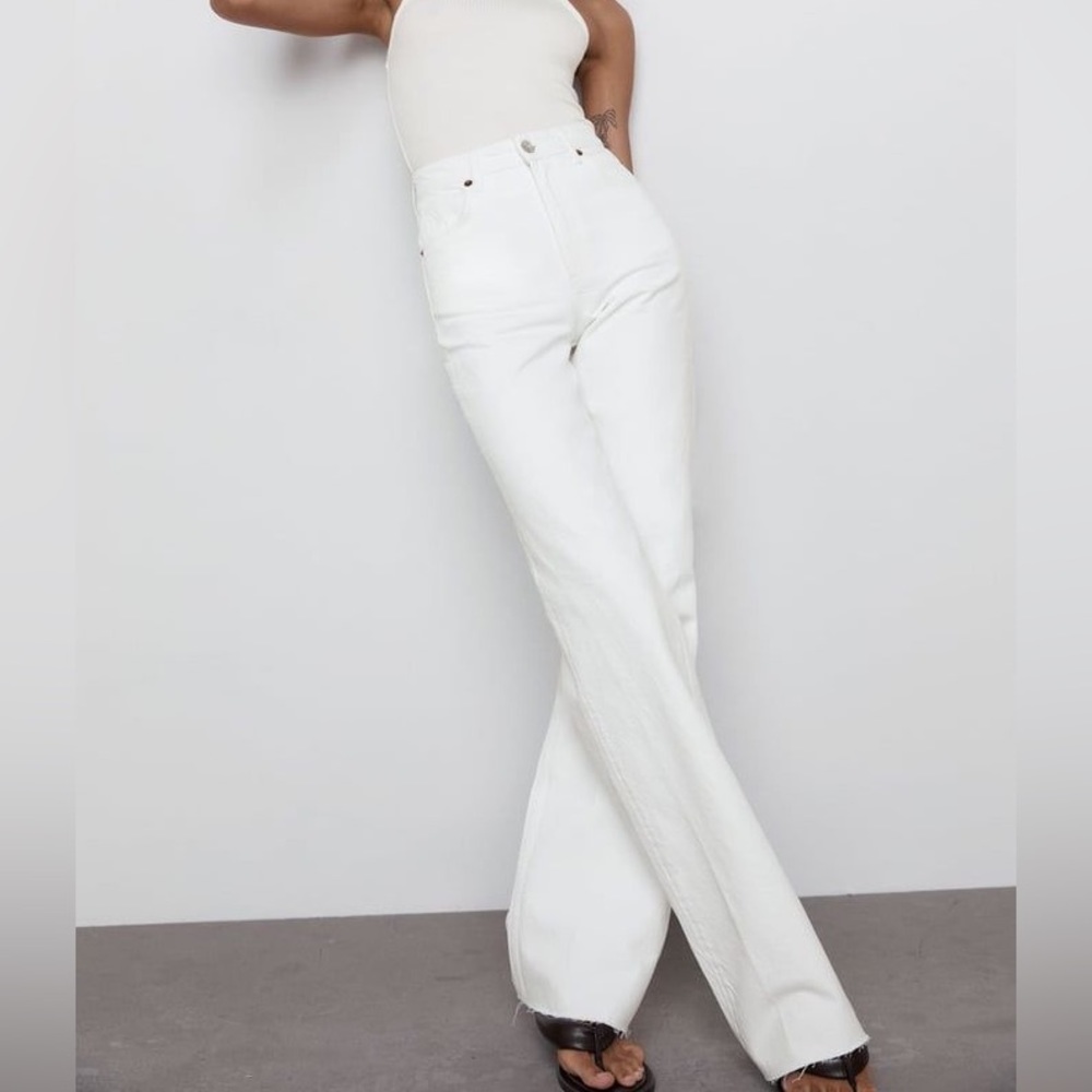 zara high rise wide leg full length jeans
